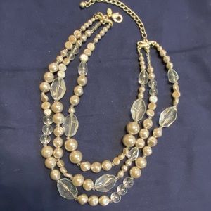 Chico’s Silver and Clear Three Strand Necklace
